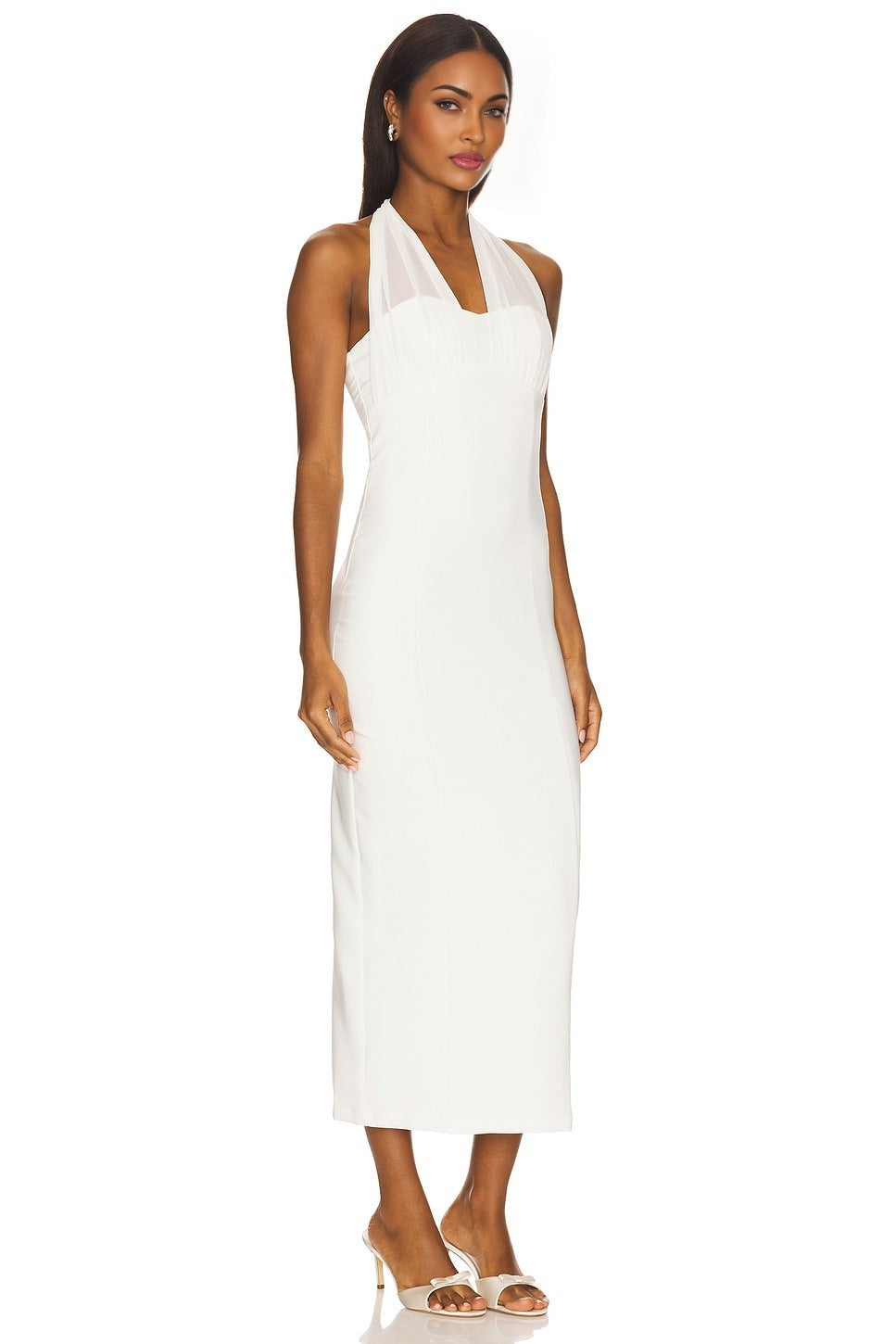 White Halterneck Tie-Up Bridal Dress