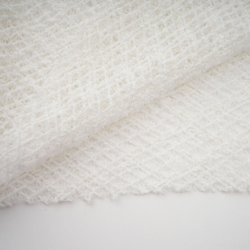 White lace maxi dress with wavy pattern called Athena