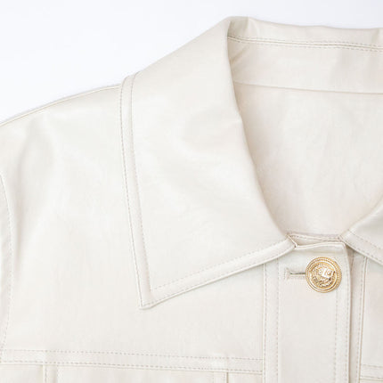 White leather bomber jacket for women