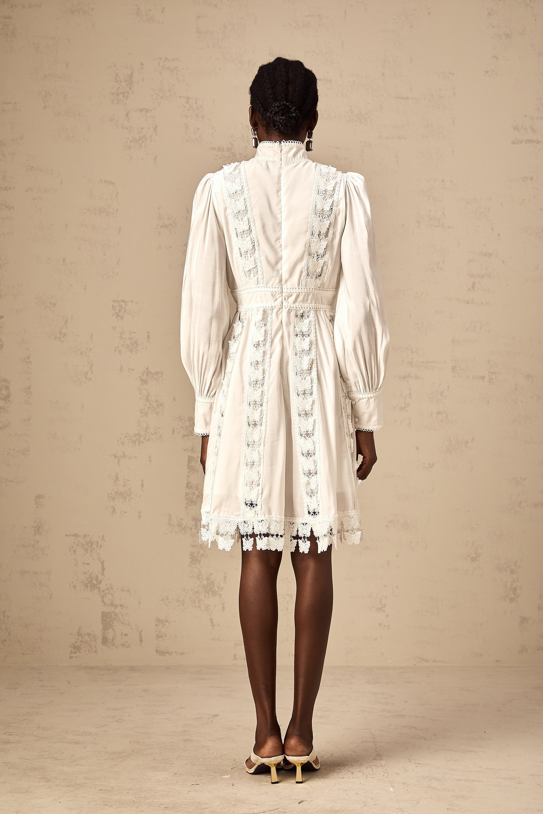 White mini dress with butterfly appliques Cyrielle design