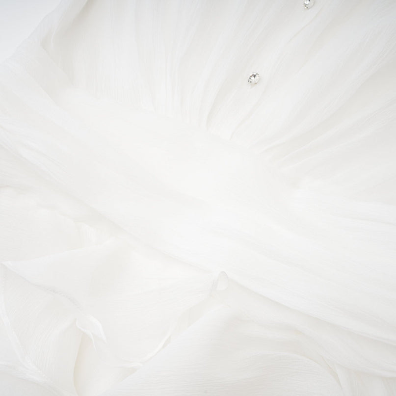 White mini shirt dress with ruffles named Renee