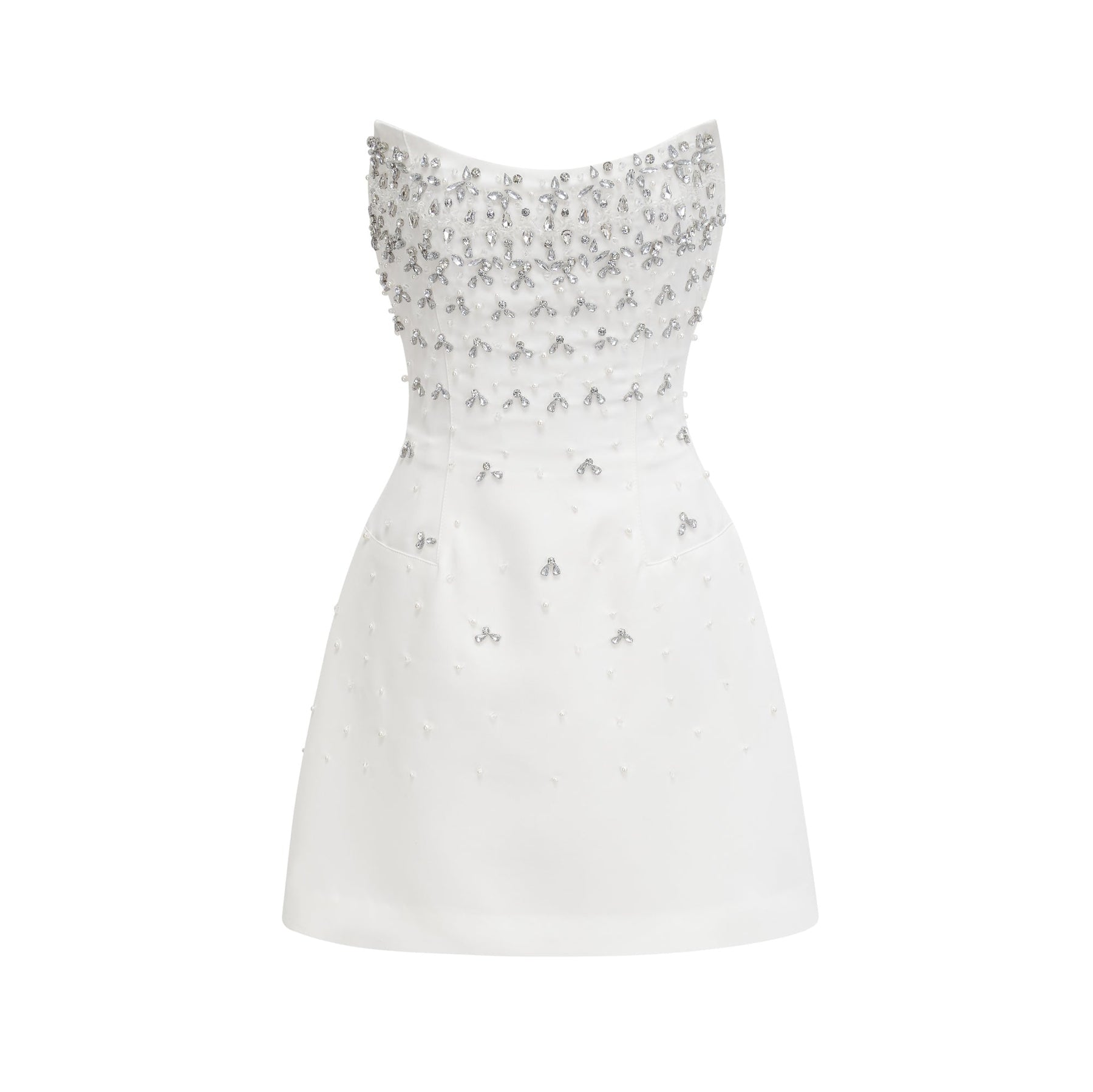 White ornate short dress Melisande model