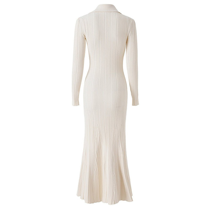 White ribbed knit button-down shirt with flared hemline