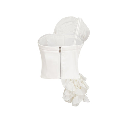 White sleeveless top with floral applique details named Lucie