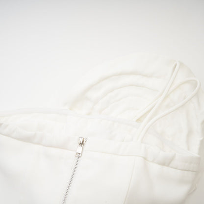 White sleeveless top with floral applique details named Lucie
