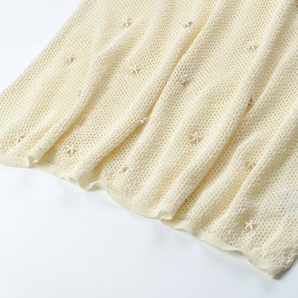 White V-Neck Flared Sleeve Knit Top