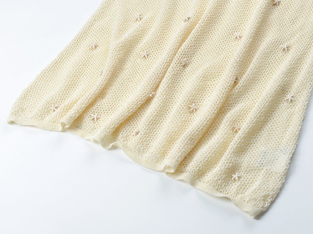 White V-Neck Flared Sleeve Knit Top