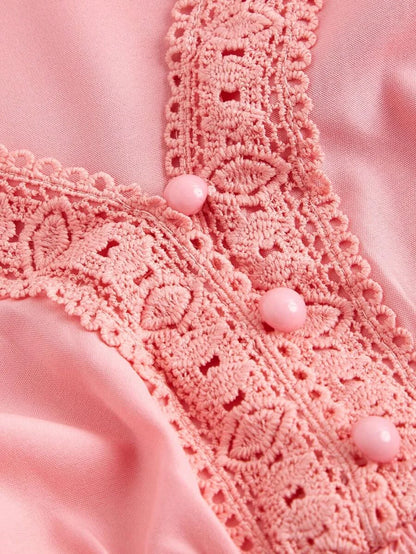 White Vintage Romantic Lace Trim Women Long Sleeve Blouse