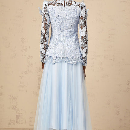 Willa Blue Guipure Lace Skirt and Top Set