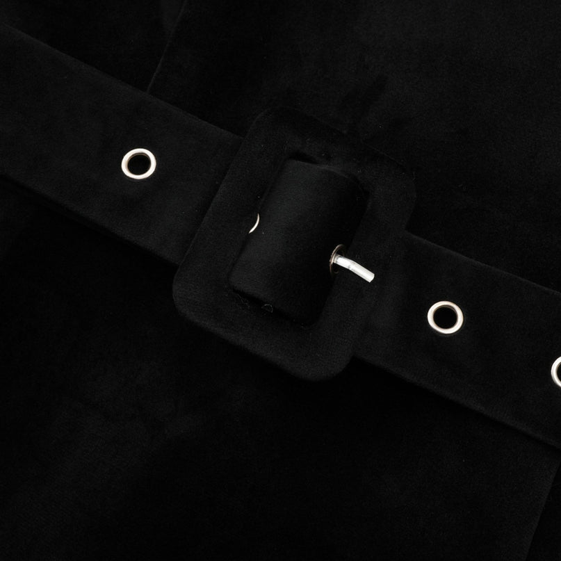 Willow Black Velvet Crystal Belt Mini Dress