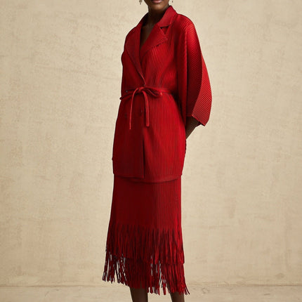 Willow Red Jacket and Skirt Matching Set