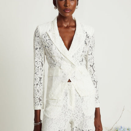 Willow White Lace Blazer Trousers Matching Set