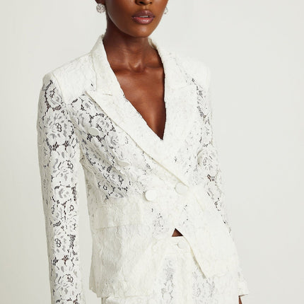 Willow White Lace Blazer Trousers Set