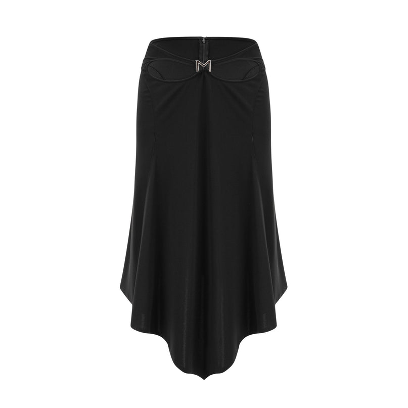 Winter Black Logo Motif Cut Out Detail Flared Midi Skirt