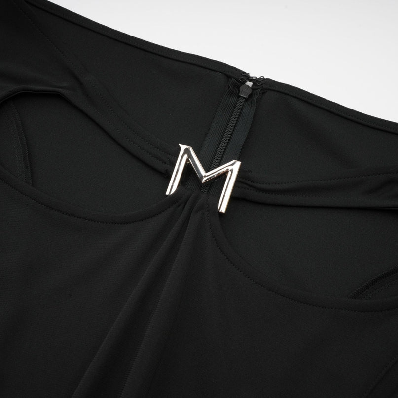 Winter Black Logo Motif Cut Out Detail Flared Midi Skirt