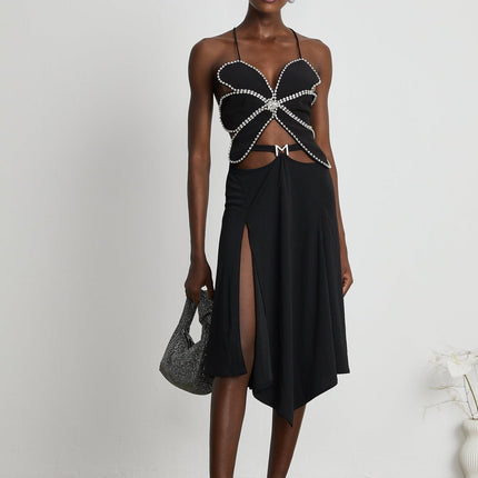 Winter Black Logo Motif Flared Midi Skirt