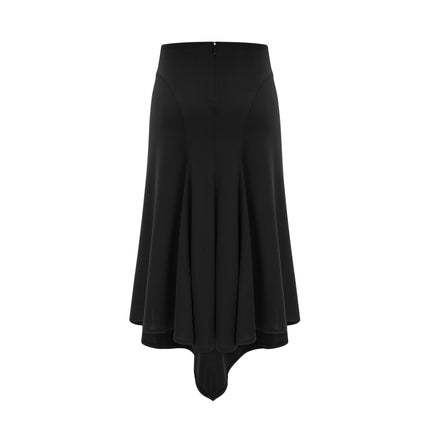 Winter Black Logo Motif Flared Midi Skirt