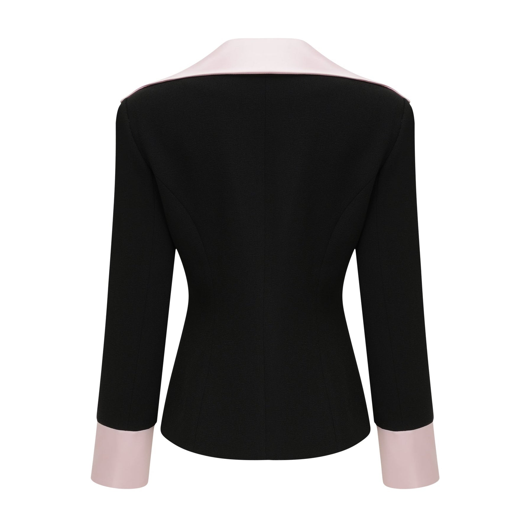 Black tweed dress with notched lapels cinched waist front bowknot detailing and contrast colors composed of 100% tweed