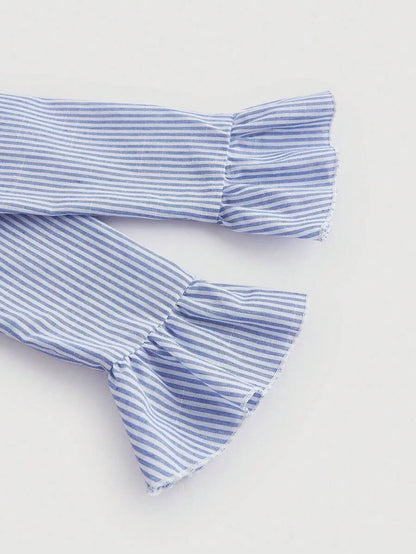Women Blue Striped Long Sleeve BlouseButton Up Women ShirtFall ShirtsFall Blouses