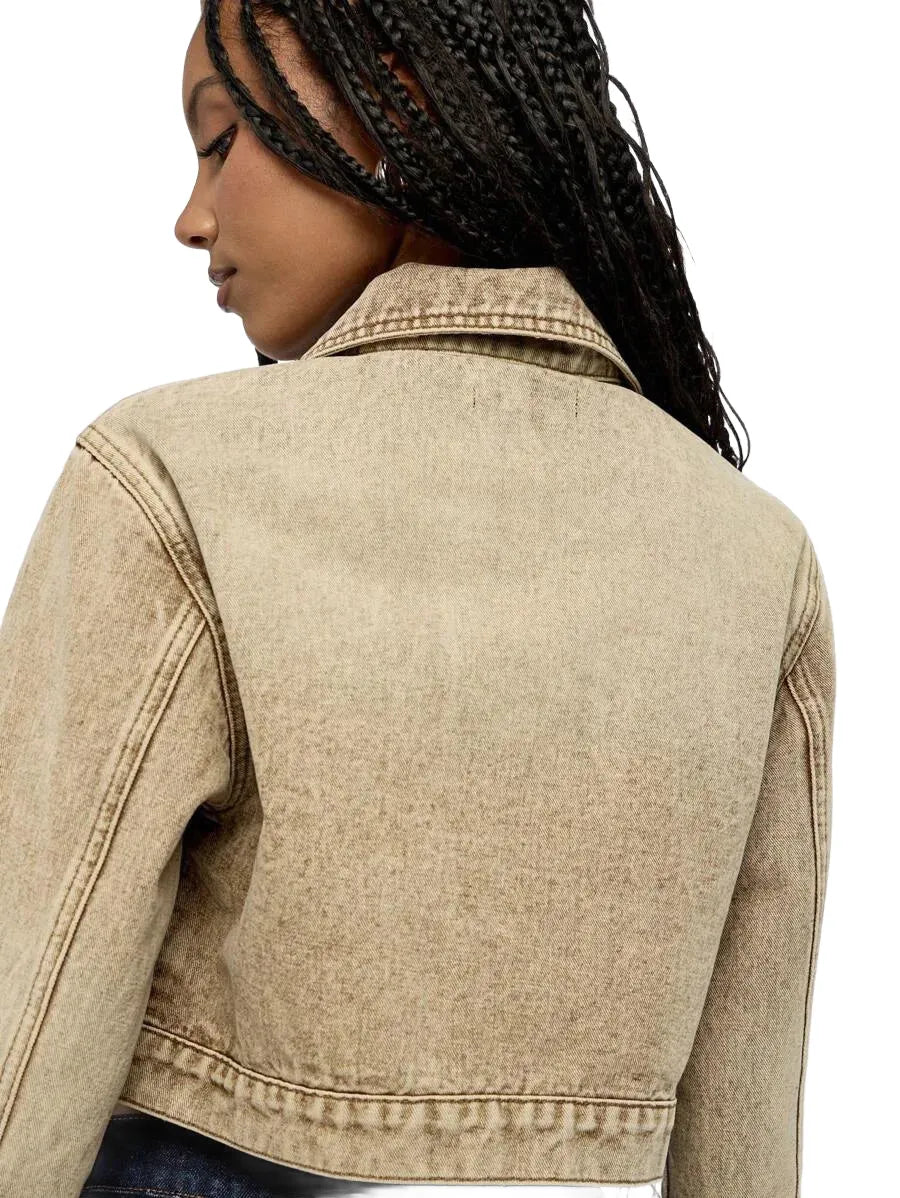 WOMEN Boxy Crop Wash Denim Jacket