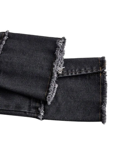 Women Casual Denim Jacket With Fringe Patchwork And Pleated Hem Long Sleeve Autumn
