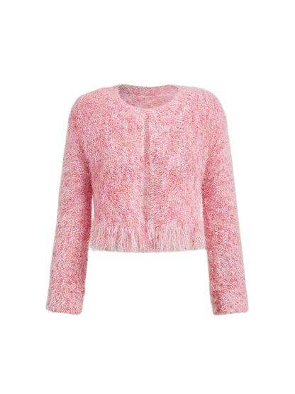 Women Glitter Faux Tassel Knitted Cardigan Autumn Layering Knit JacketWomen CardigansFall Women