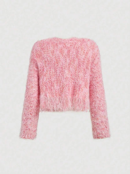 Women Glitter Faux Tassel Knitted Cardigan Autumn Layering Knit JacketWomen CardigansFall Women