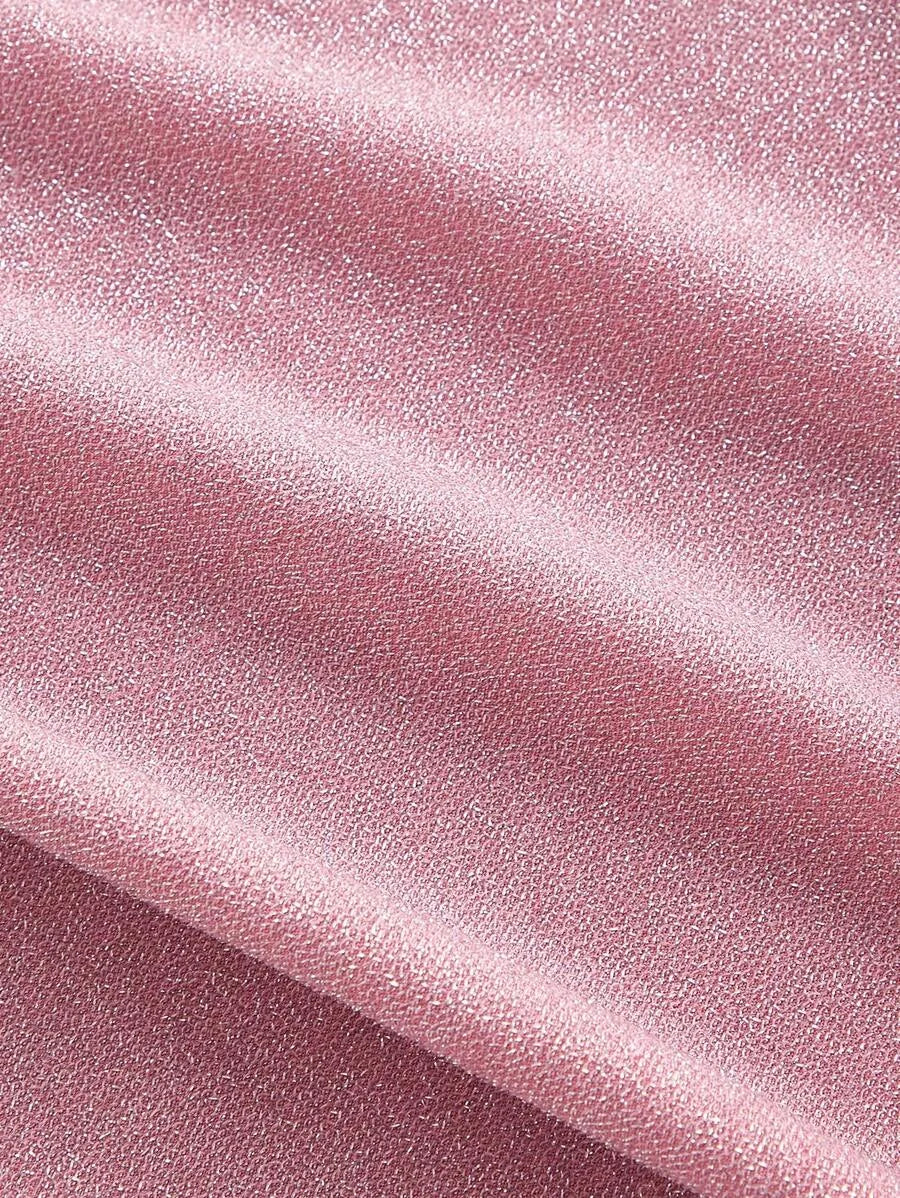 Women Pink Pleated Bust Fishtail Hem Long DressBeach Women Outfits New Year Party DressNew Year Eve