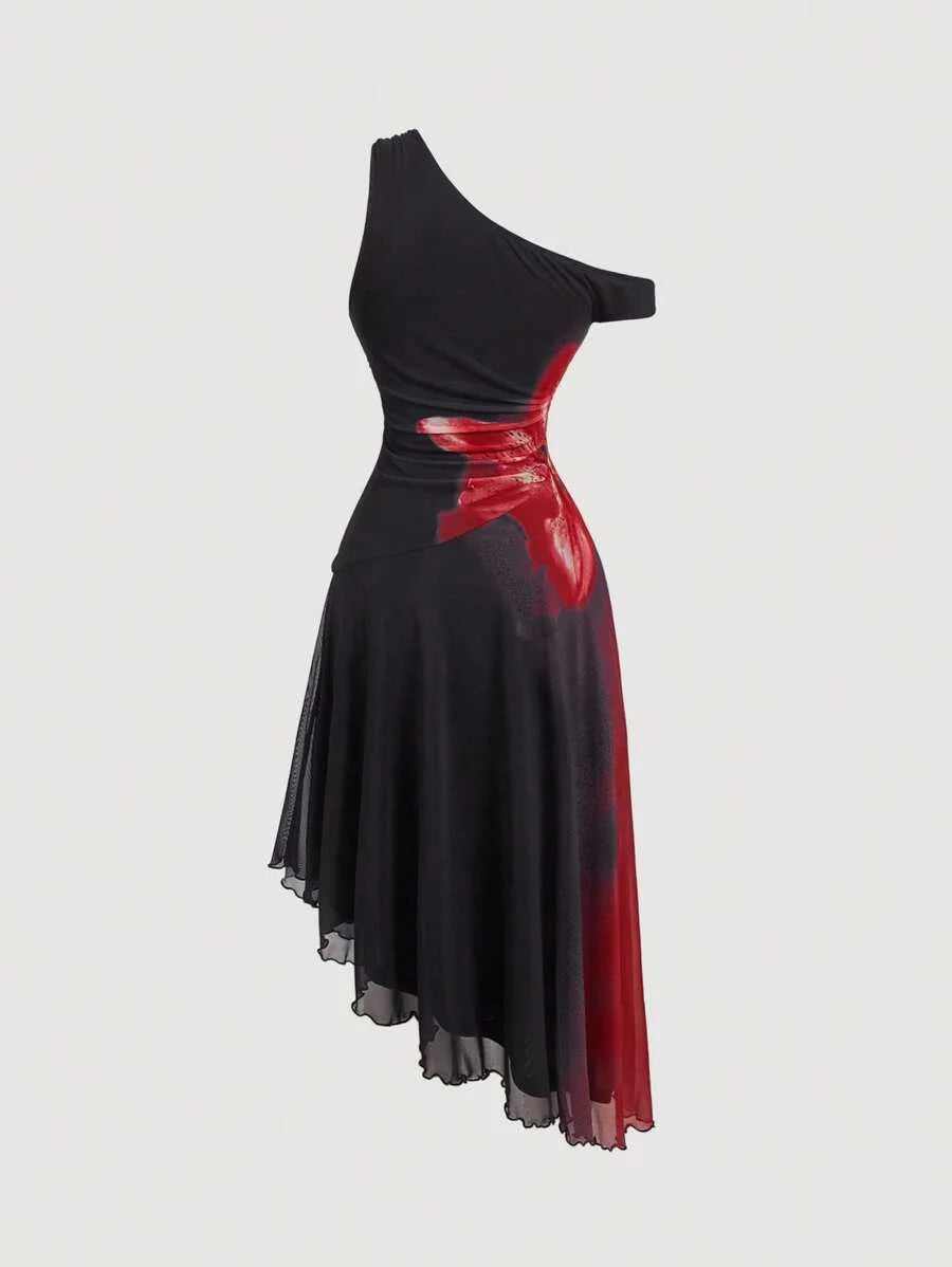 Women Vintage Red Floral Knit Dress Women Black Long Dress Prom Dress DressDress Party