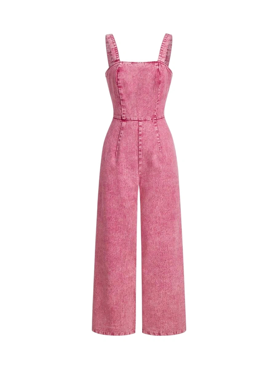 Women Wide Leg Loose Casual Versatile Denim Bib Pants