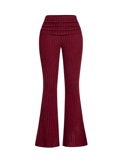 Womens Anchor Red Knit Flared LowRise PantsNew Years Women Outfit