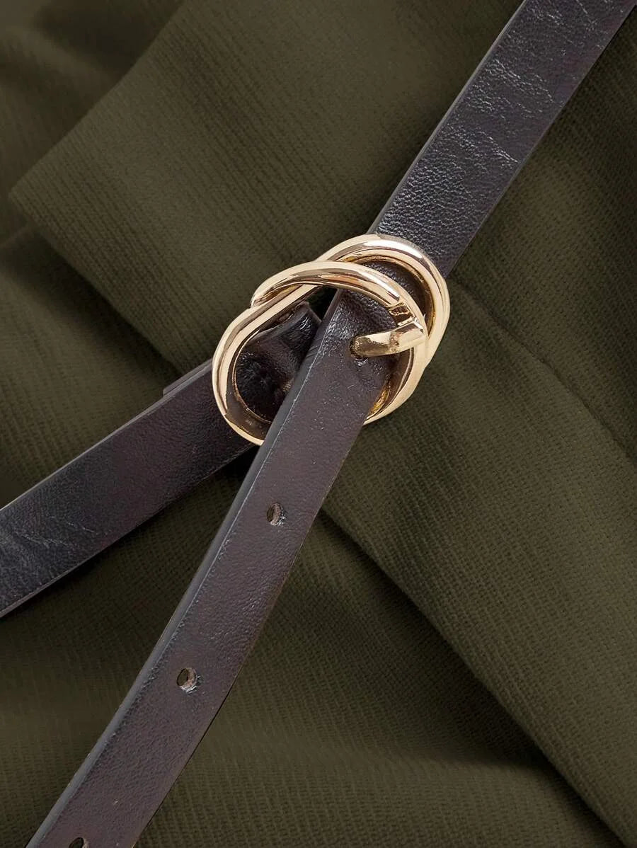 Womens Army Green Toothpick Straight Leg Pants With Belt ColorWinter PantsWinter Pants For