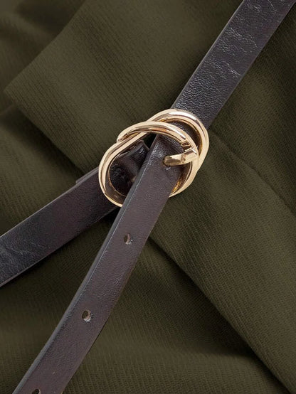 Womens Army Green Toothpick Straight Leg Pants With Belt ColorWinter PantsWinter Pants For
