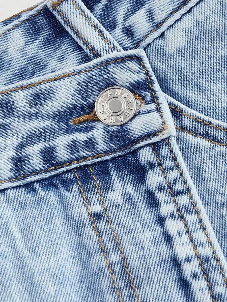 Womens Asymmetrical Hem Wrapped Denim Mini Skort