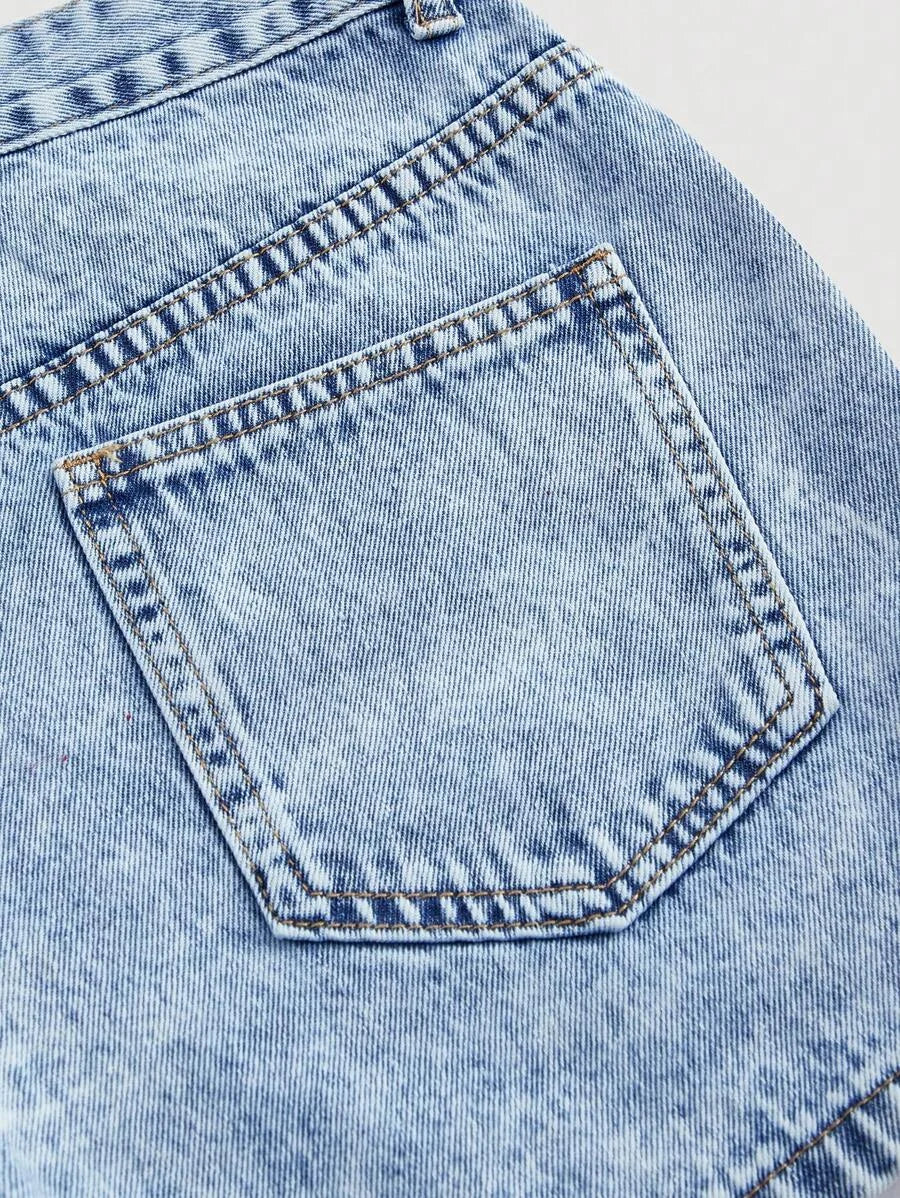 Womens Asymmetrical Hem Wrapped Denim Mini Skort