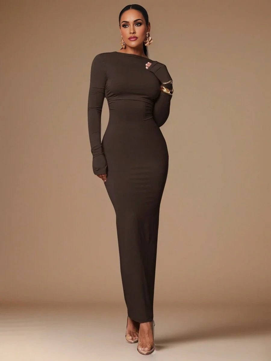 Womens Basic Inner Wear Slate Grey Sexy Deep Back CutOut Waist Ruched Fitted SkinFriendly Floor