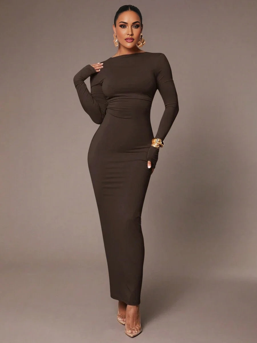 Womens Basic Inner Wear Slate Grey Sexy Deep Back CutOut Waist Ruched Fitted SkinFriendly Floor