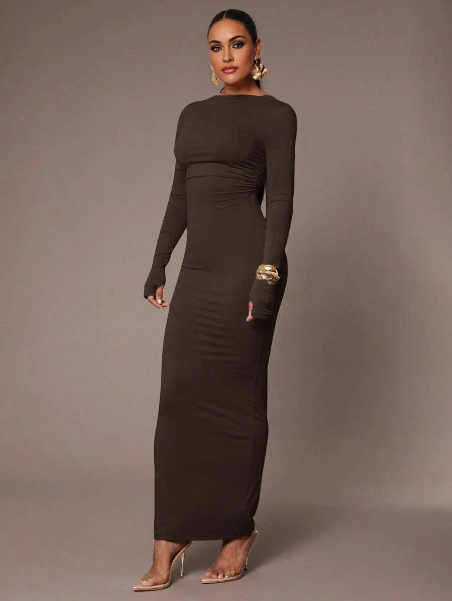 Womens Basic Inner Wear Slate Grey Sexy Deep Back CutOut Waist Ruched Fitted SkinFriendly Floor