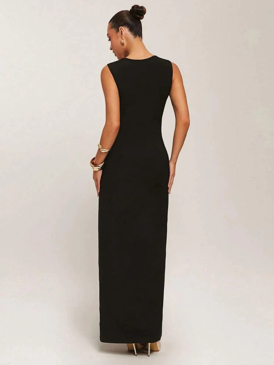 Womens Black Everyday Dress Lace Square Neck Dress Lace Patchwork Dress Sleeveless Dress Beach