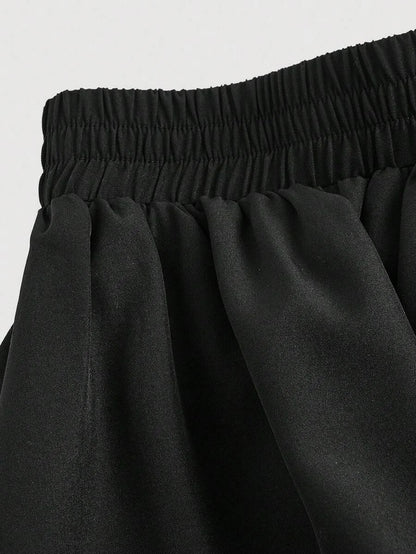 Womens Black Ruffle Hem Skirt Retro Black Layered ALine Skirt