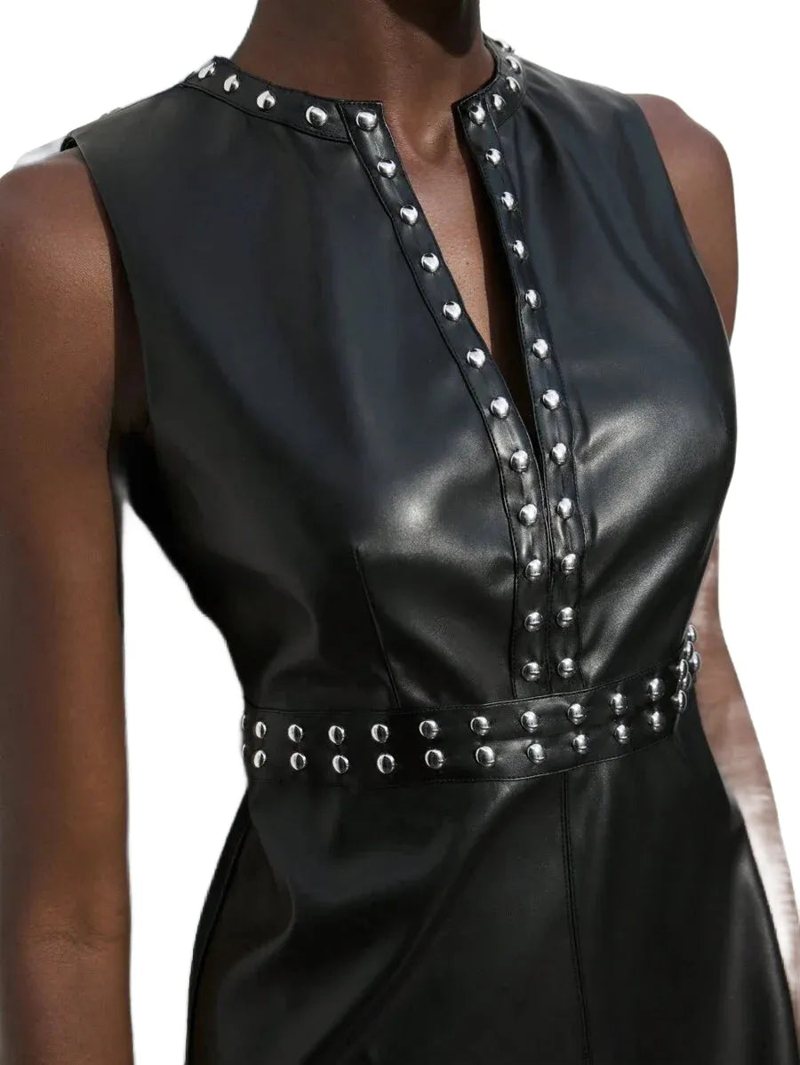 Womens Black Sequin Rivet Decor FourSeason Versatile SpringSummer Urban Chic Fashion Design