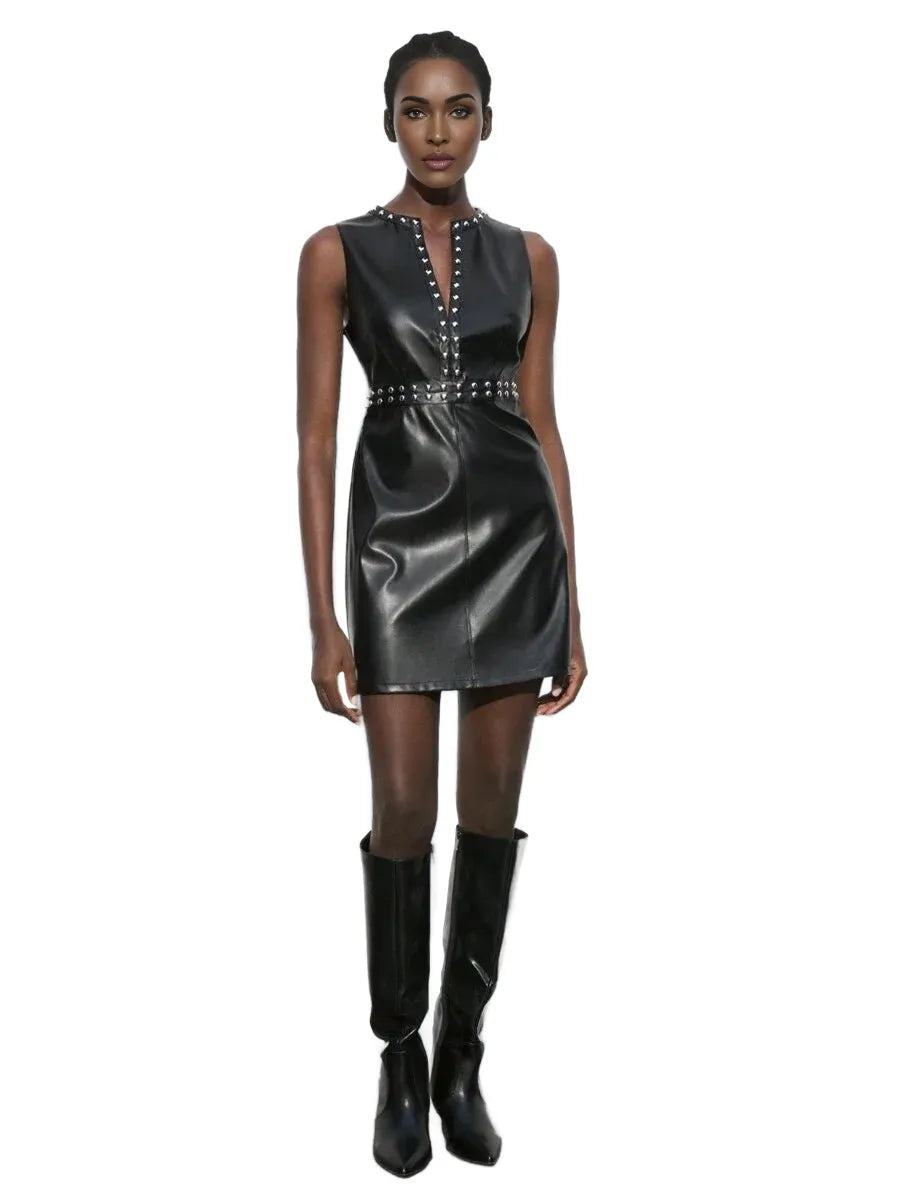 Womens Black Sequin Rivet Decor FourSeason Versatile SpringSummer Urban Chic Fashion Design