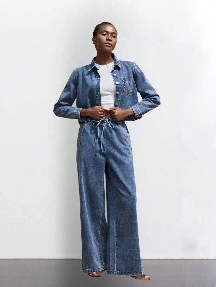 Womens Blue Jeans Comfortable Elastic Waistband Lightweight And Comfortable Denim Pants Suitable