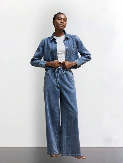 Womens Blue Jeans Comfortable Elastic Waistband Lightweight And Comfortable Denim Pants Suitable