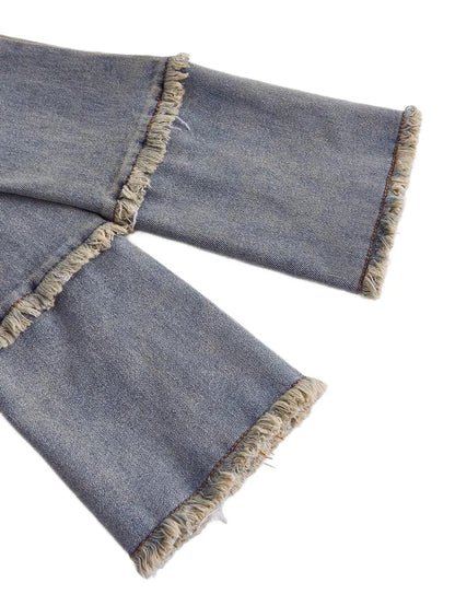 Womens Casual Frayed Denim Jacket Spring Autumn
