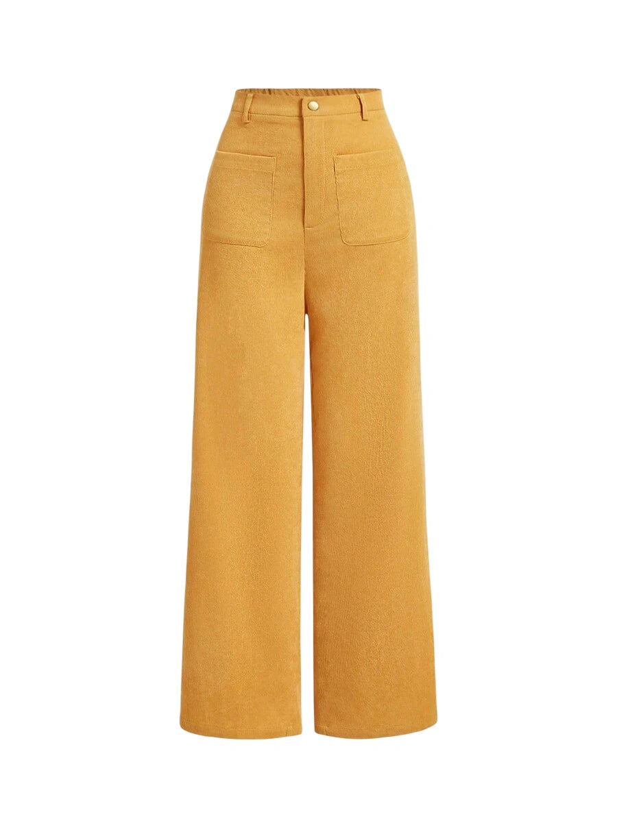 Womens Casual Solid Color Straight Corduroy Pants Back To School Clothes Work Brunch School Clothes