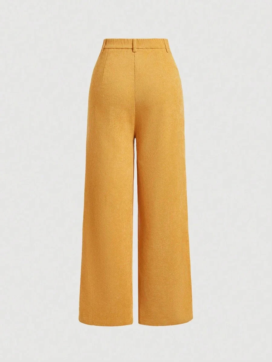 Womens Casual Solid Color Straight Corduroy Pants Back To School Clothes Work Brunch School Clothes
