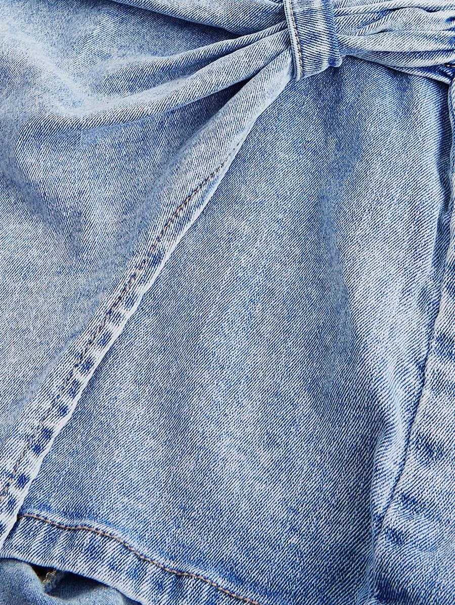Womens Casual Washed Tube Top Denim Romper