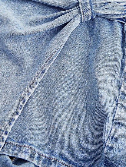 Womens Casual Washed Tube Top Denim Romper