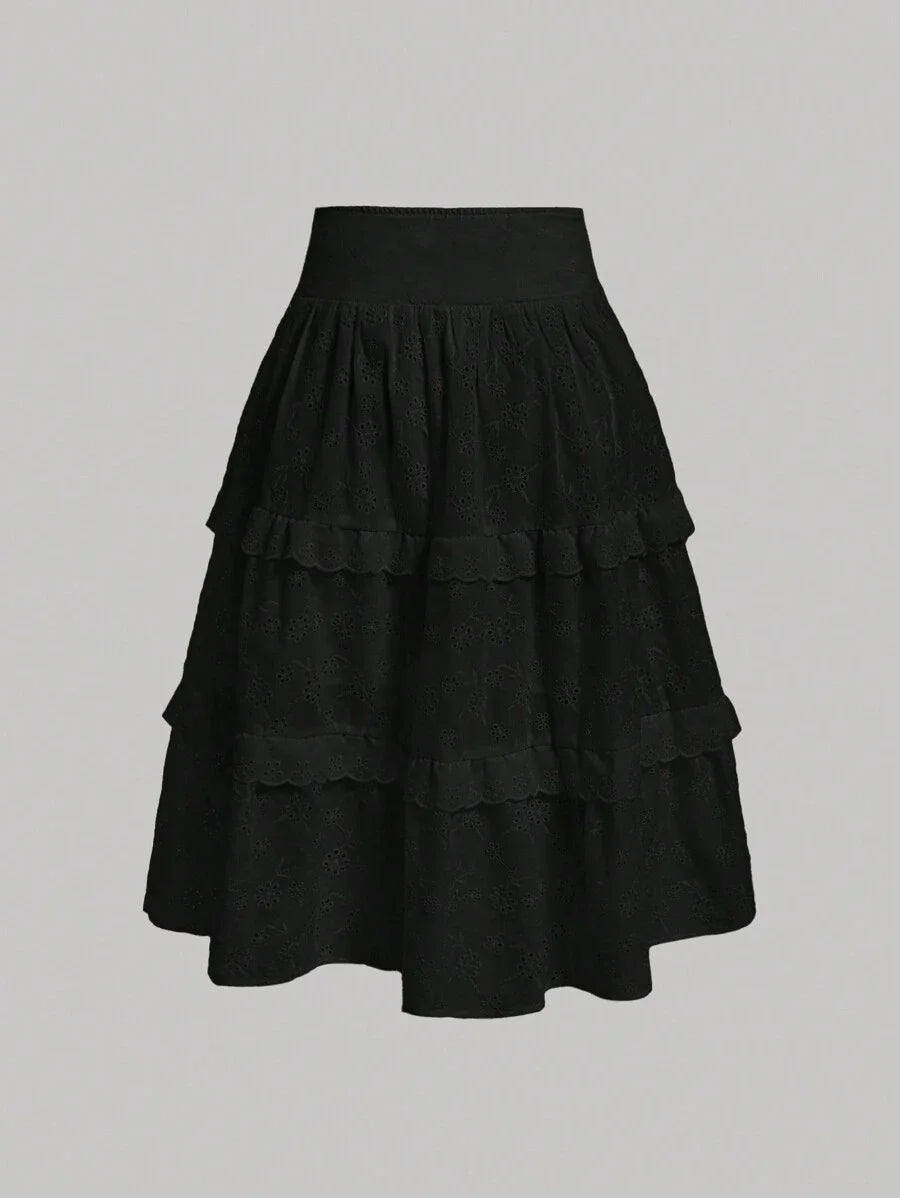 Womens Crisscross Strap Hollow Out Embroidery SkirtLong White Skirt